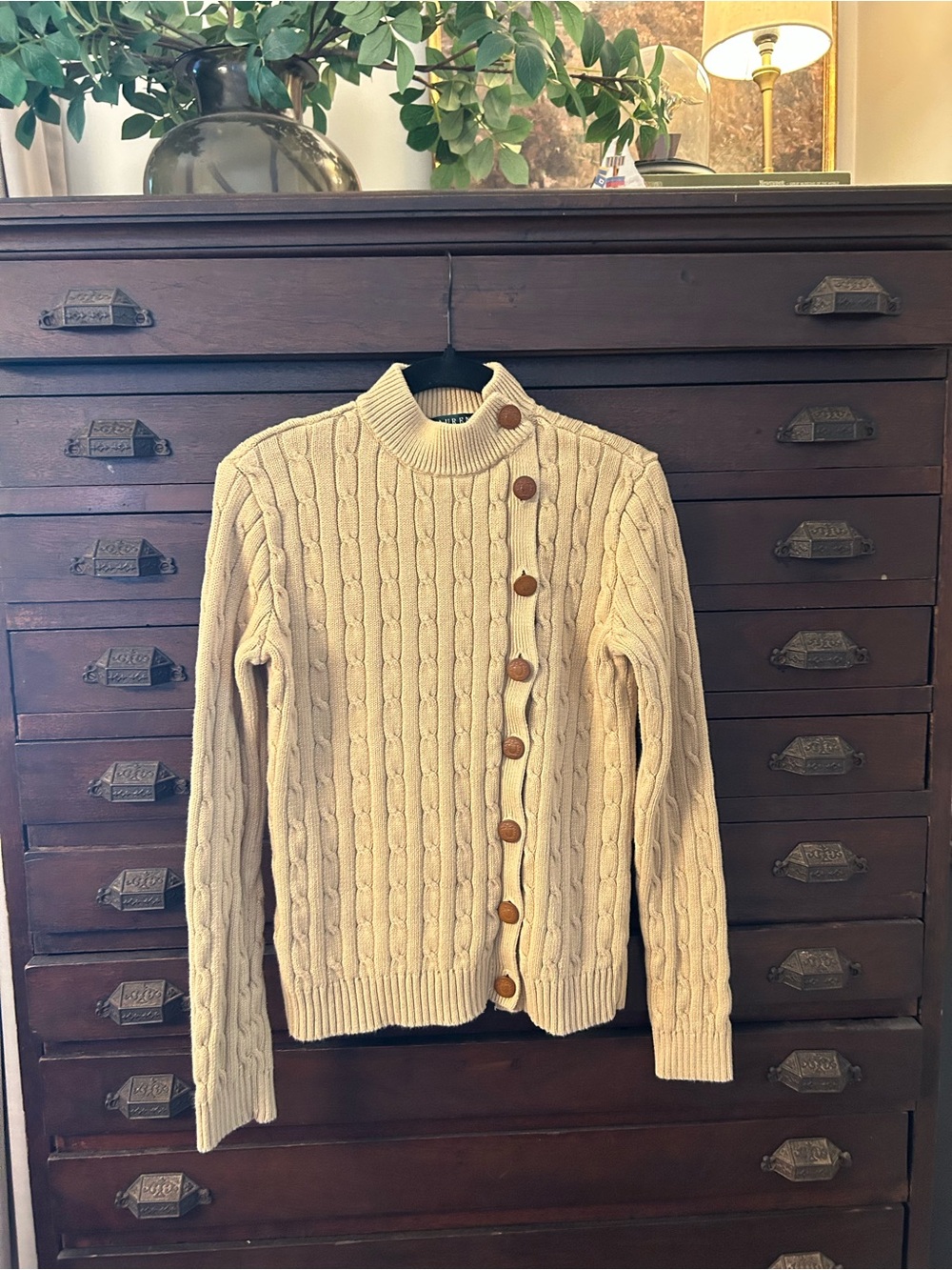 Cream Cable-Knit Button-Front Sweater - Women